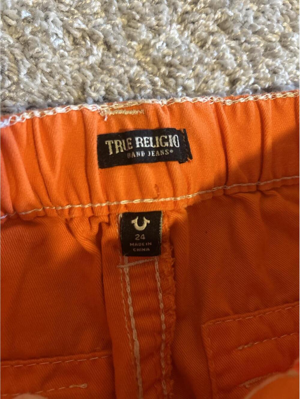 True Religion Orange Cargo Pants Size 24 - Picture 7 of 7